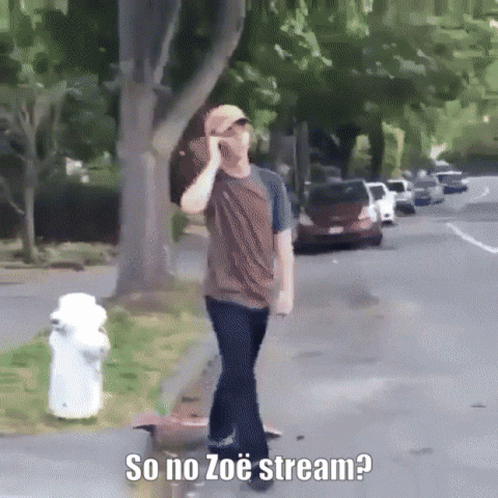 A Man Talking On A Cell Phone With The Words So No Zoe Stream Written Below Him GIF