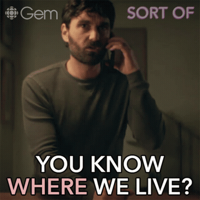 A Man Talking On A Cell Phone With The Words You Know Where We Live GIF