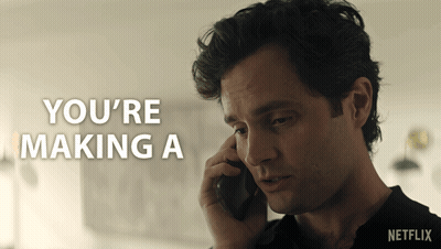 A Man Talking On A Cell Phone With The Words " You 'Re Making A " On The Bottom GIF