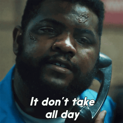 A Man Talking On A Phone With The Words It Don 'T Take All Day Below Him GIF