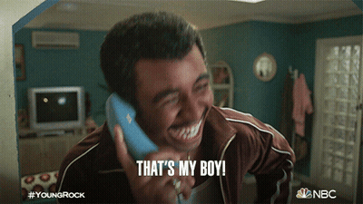 A Man Talking On A Phone With The Words That 'S My Boy Below Him GIF