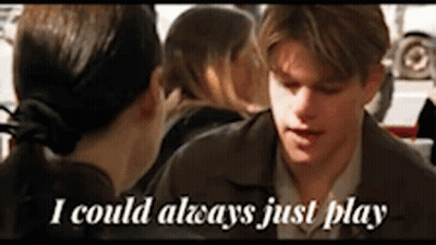 A Man Talking To A Woman With The Words I Could Always Just Play GIF