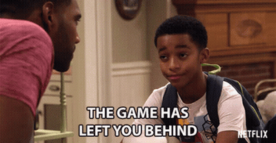 A Man Talking To A Young Boy With The Words The Game Has Left You Behind On The Bottom GIF