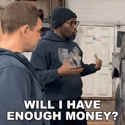 A Man Talking To Another Man And Asking If He Has Enough Money GIF