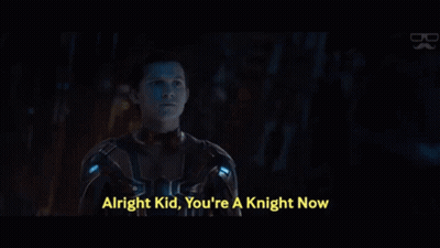 A Man Talking To Another Man With The Words Alright Kid You 'Re A Knight Now On The Bottom GIF