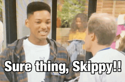 A Man Talking To Another Man With The Words Sure Thing Skippy Written On The Screen GIF
