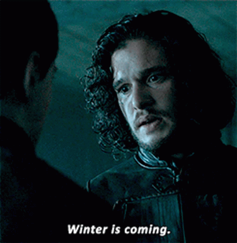 A Man Talking To Another Man With The Words Winter Is Coming GIF