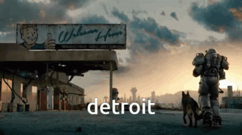 A Man Walking A Dog In Front Of A Sign That Says Welcome Home GIF