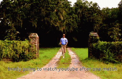 A Man Walking Down A Dirt Road With The Words Brady Going To Watch Youtube After One Match At The Bottom GIF