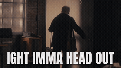 A Man Walking Into A Room With The Words Ight Imma Head Out GIF