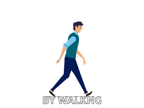 A Man Walking With The Words By Walking Behind Him GIF