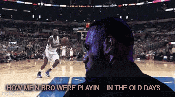 A Man Watching A Basketball Game With The Words How Me N Bro Were Playin GIF