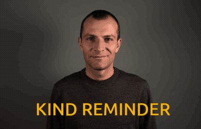 A Man Waves His Hand In Front Of The Words Kind Reminder GIF