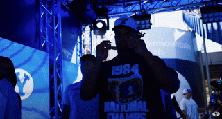 A Man Wearing A 1984 National Champions T-Shirt GIF