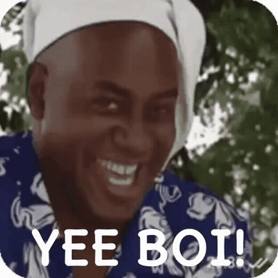 A Man Wearing A Bandana On His Head Is Smiling And Says Yee Boi . GIF