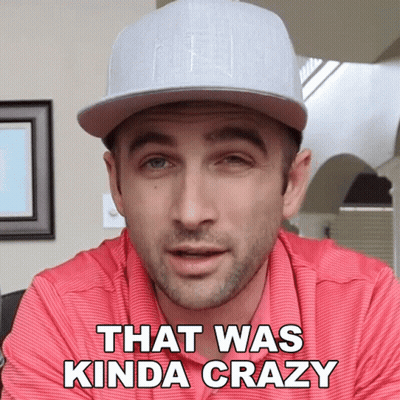 A Man Wearing A Baseball Cap And A Red Shirt Says That Was Kinda Crazy GIF