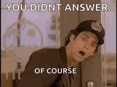 A Man Wearing A Baseball Cap Is Standing In Front Of A Door And Saying `` You Didn T Answer ... Of Course '' . GIF