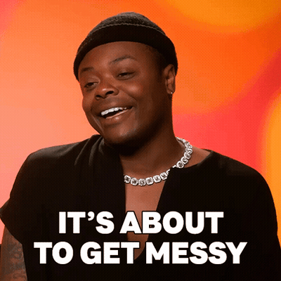 A Man Wearing A Beanie And A Necklace With The Words It 'S About To Get Messy GIF