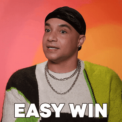 A Man Wearing A Beanie And A Sweater With The Words Easy Win On The Bottom GIF