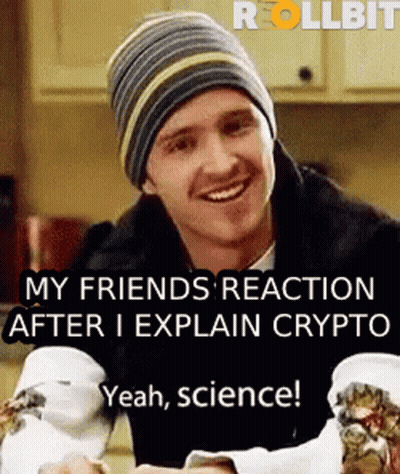 A Man Wearing A Beanie Is Smiling In A Kitchen With A Meme That Says Yeah Science . GIF