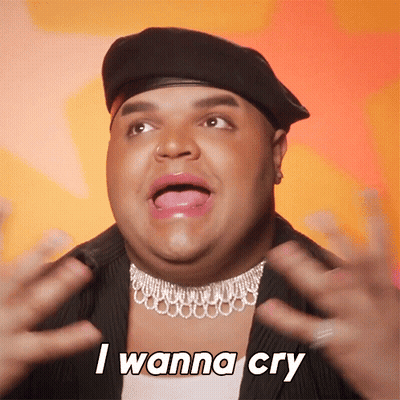 A Man Wearing A Beret And A Choker Is Saying I Wanna Cry GIF
