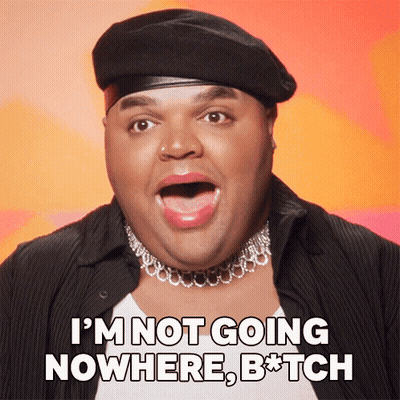 A Man Wearing A Beret And A Choker Says I 'M Not Going Nowhere B * Tch GIF
