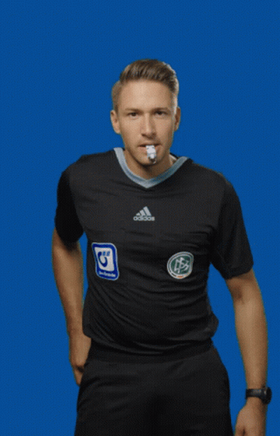A Man Wearing A Black Adidas Shirt Holds Up An Orange Card GIF