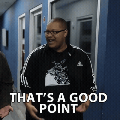 A Man Wearing A Black Adidas Shirt Says That 'S A Good Point GIF