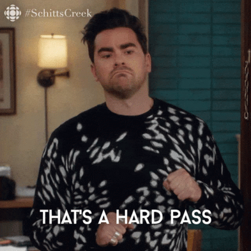 A Man Wearing A Black And White Sweater Says " That 'S A Hard Pass " GIF