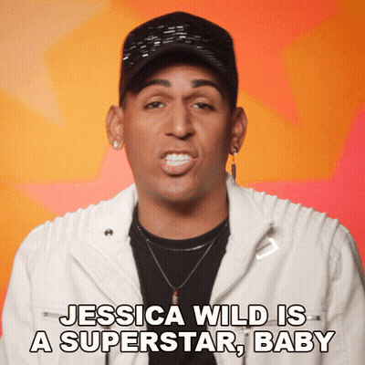 A Man Wearing A Black Hat And A White Jacket Says " Jessica Wild Is A Superstar Baby " GIF