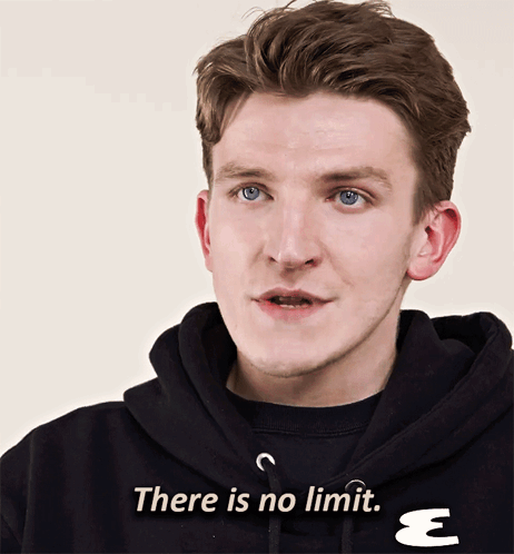 A Man Wearing A Black Hoodie Says " There Is No Limit " GIF