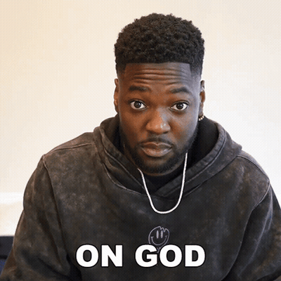 A Man Wearing A Black Hoodie That Says On God On It GIF