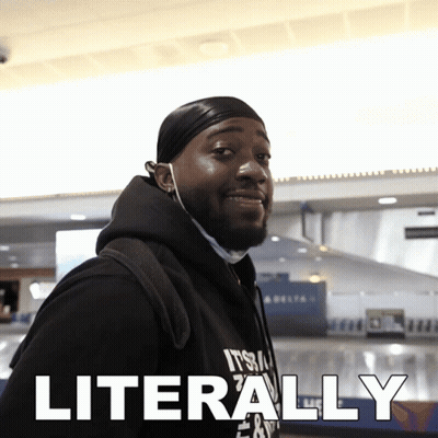 A Man Wearing A Black Hoodie With The Word Literally On It GIF