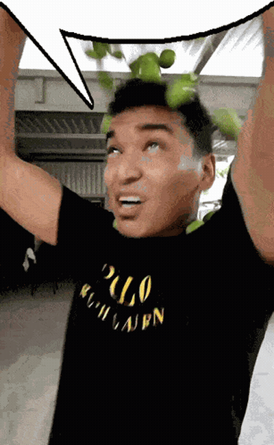 A Man Wearing A Black Polo Ralph Lauren T-Shirt Holds Up His Arms GIF