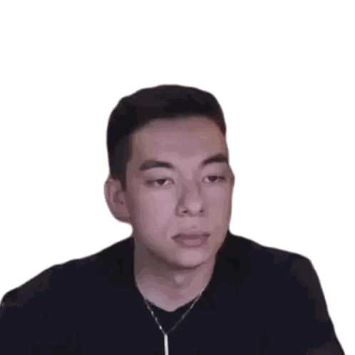 A Man Wearing A Black Shirt And A Necklace Is Making A Funny Face With His Hands . Sticker