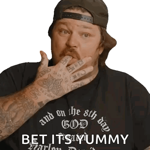 A Man Wearing A Black Shirt That Says " And On The 8Th Day God " GIF
