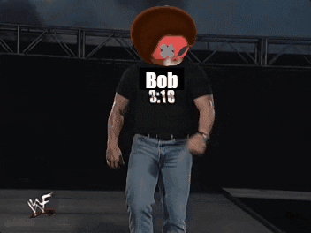 A Man Wearing A Black Shirt That Says Bob 3:16 GIF