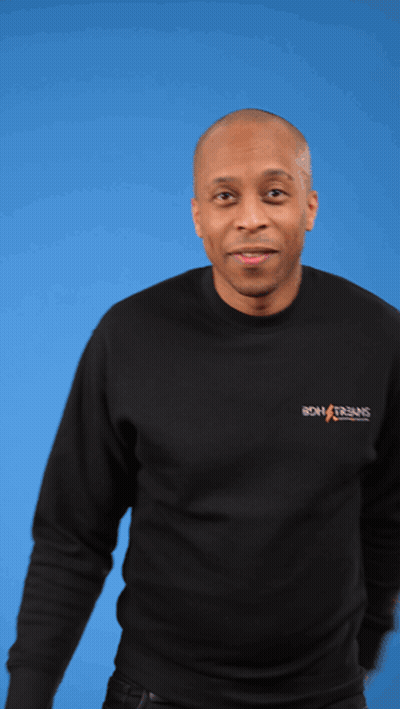 A Man Wearing A Black Shirt That Says Boh Streams Holds A Red Ball GIF