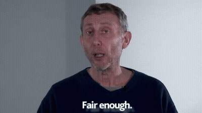 A Man Wearing A Black Shirt That Says Fair Enough On It GIF