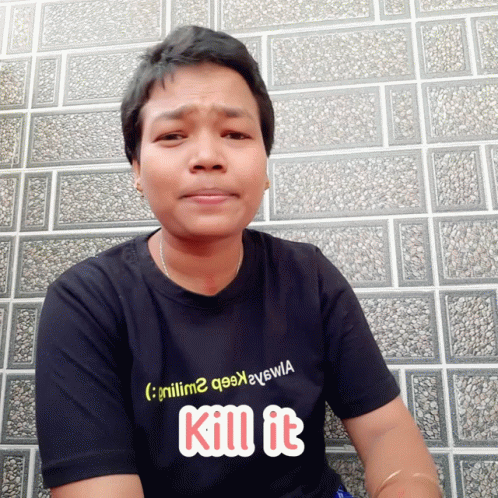 A Man Wearing A Black Shirt That Says Kill It On It GIF