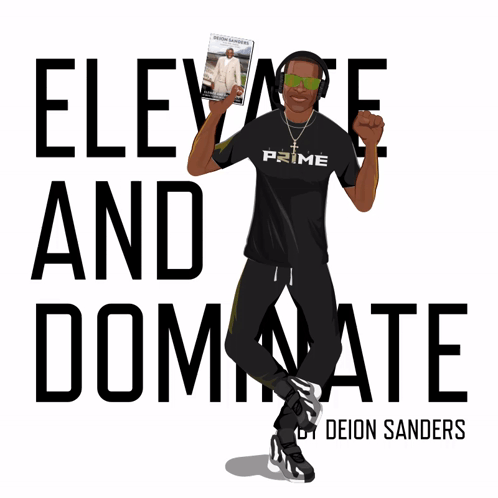 A Man Wearing A Black Shirt That Says Prime Is Holding Up A Book GIF