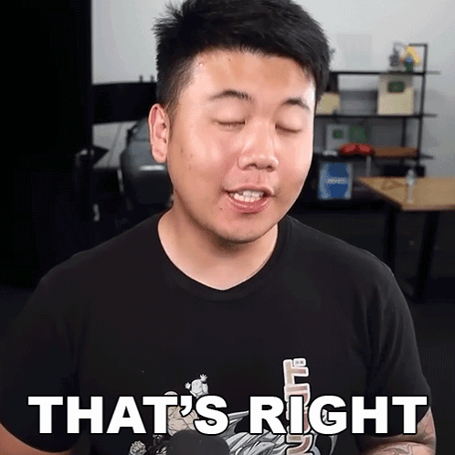 A Man Wearing A Black Shirt That Says That 'S Right On It GIF