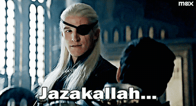 A Man Wearing A Blindfold Says Jazakallah GIF