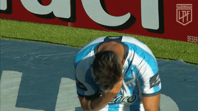 A Man Wearing A Blue And White Striped Shirt With The Number 8 On It GIF