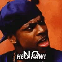 A Man Wearing A Blue Hat And A Bandana Is Making A Funny Face And Says `` Hen Now '' . GIF