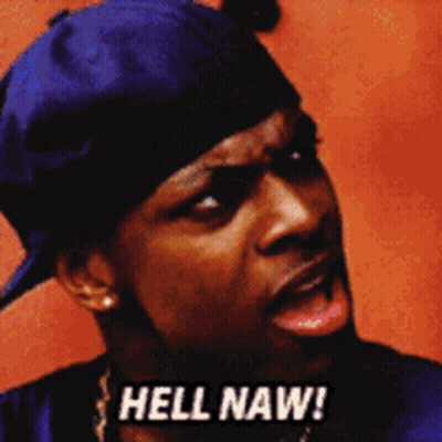 A Man Wearing A Blue Hat And A Bandana Says Hell Naw GIF