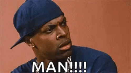A Man Wearing A Blue Hat And A Black Shirt Is Saying Man !!! GIF