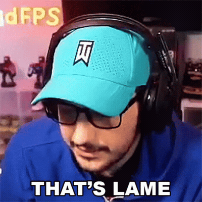 A Man Wearing A Blue Hat And Headphones Says That 'S Lame GIF