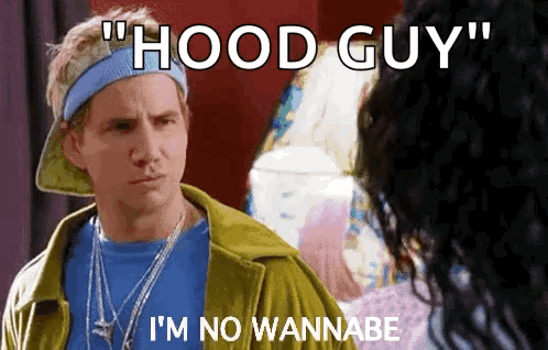A Man Wearing A Blue Headband Is Talking To A Woman . GIF