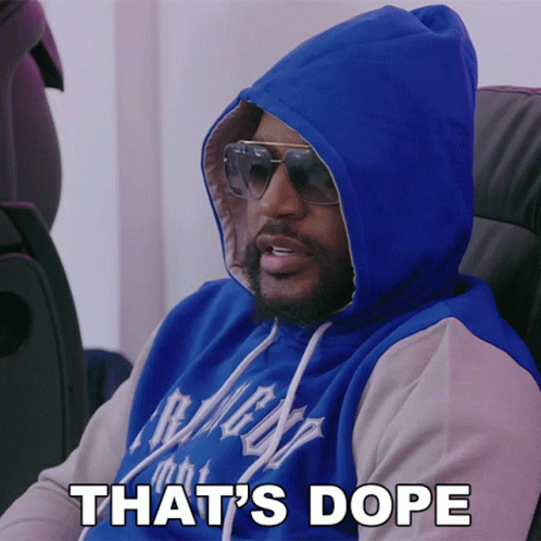 A Man Wearing A Blue Hoodie And Sunglasses Says " That 'S Dope " GIF